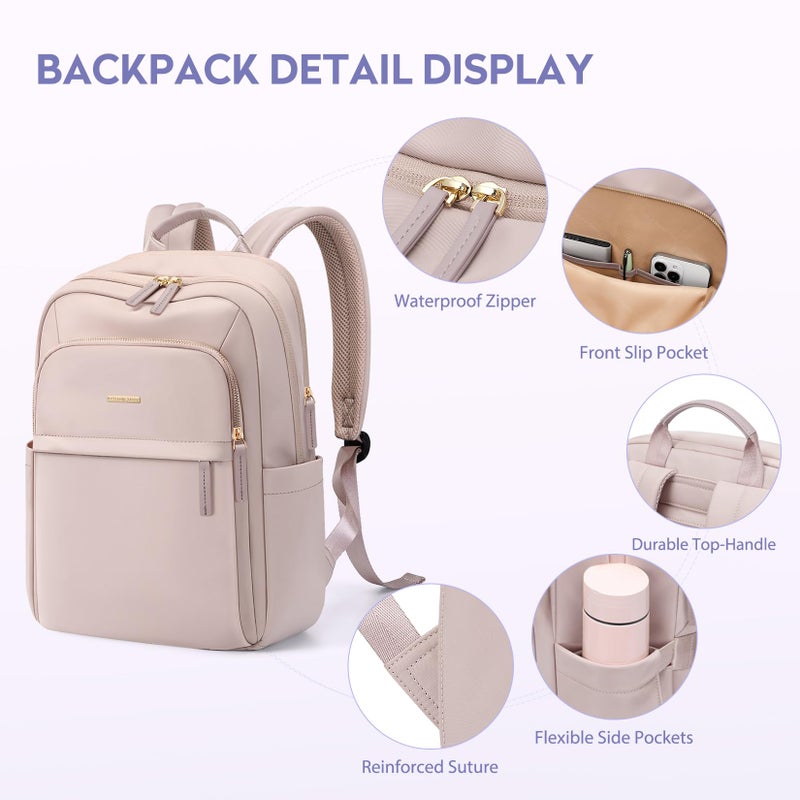 GOLF QUALITY Hiking Travel Backpack for Women Casual Business Weekender Multilayer Laptop Bag,16 Inch,Pink - Image 4