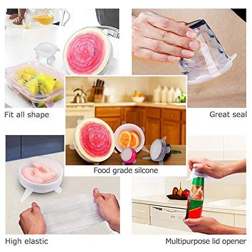 Sevia Transparent Leakage proof Microwave Safe Reusable Silicone Stretch Lids Flexible Food wraps Seal Covers -Pack of 6 - Image 4