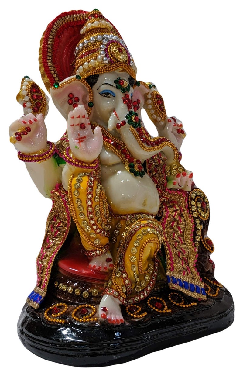 Sacred Blessings Resin Lord Ganesha Idol Ganesh Murti Statue Home Decor Ganeshji for Gift Showpiece (19 x 12 x 25) cm Multicolour,1 Piece - Image 3