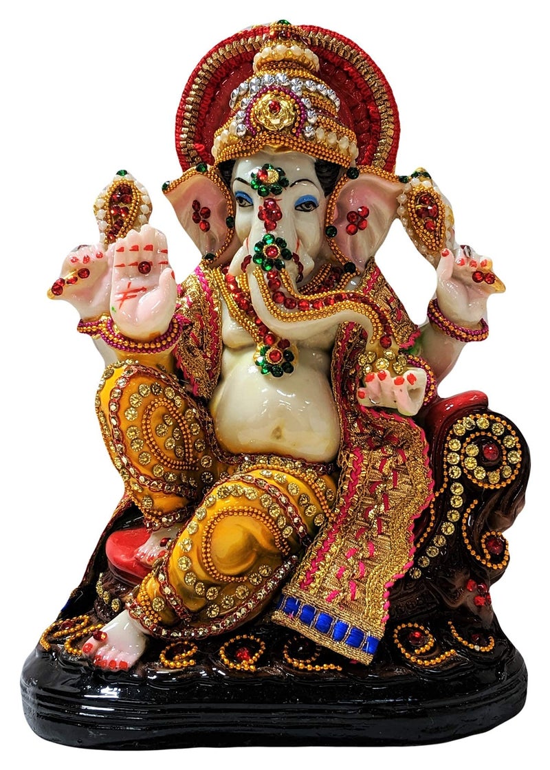 Sacred Blessings Resin Lord Ganesha Idol Ganesh Murti Statue Home Decor Ganeshji for Gift Showpiece (19 x 12 x 25) cm Multicolour,1 Piece - Image 5