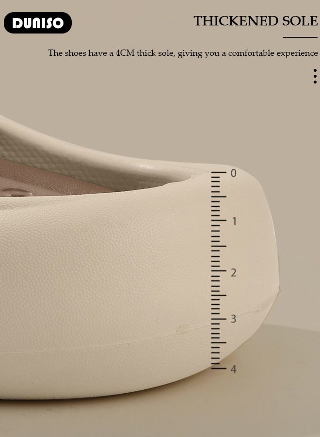 DUNISO Comfortable Women's Closed Toe Bath Slippers,Cushioning Thick Sole Soft Lightweight Slip-Resistant Bathing Shoes,Cute Simple Casual Round-toed Summer Slippers Shower Shoes with Removable Insoles,Suitable for Home Shower House Bathroom Beach Sandals - Image 2