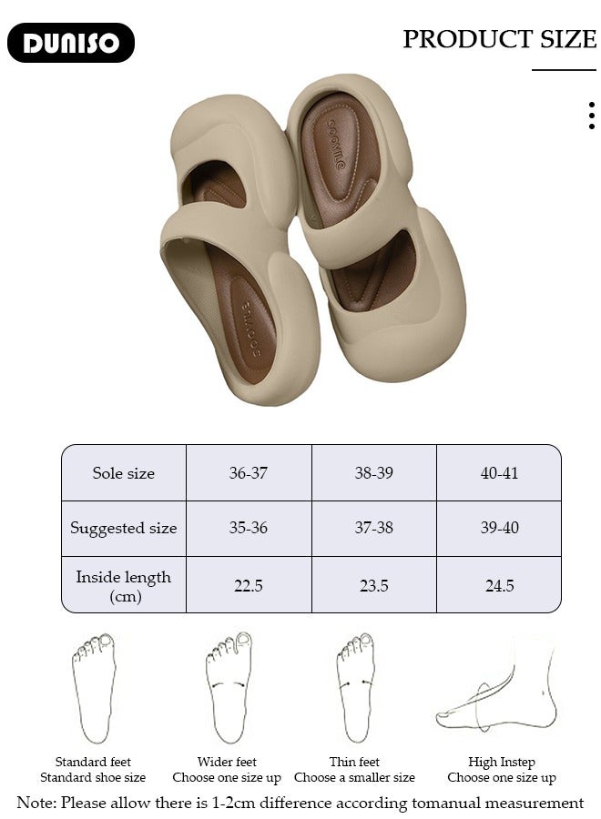 DUNISO Comfortable Women's Closed Toe Bath Slippers,Cushioning Thick Sole Soft Lightweight Slip-Resistant Bathing Shoes,Cute Simple Casual Round-toed Summer Slippers Shower Shoes with Removable Insoles,Suitable for Home Shower House Bathroom Beach Sandals - Image 4