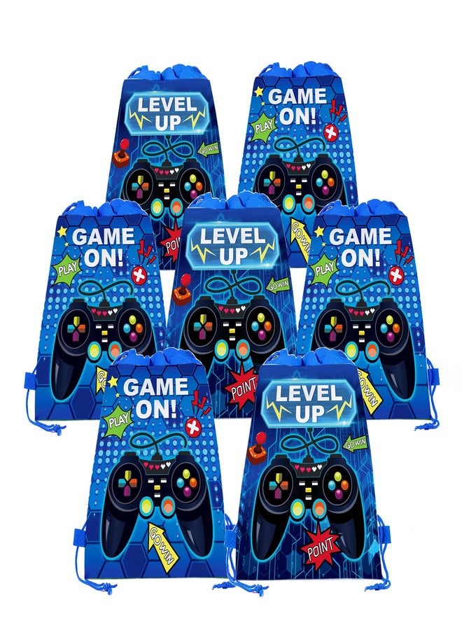 CC HOME 12Pcs Game On Drawstring Party Bags, Gamepad Pixels My World Gift Candy Treat Bags, Game Theme Party Favor Bags for Baby Shower Kids Girls Boys Birthday Party Decorations 10.6 x 13.4 inch - Image 1