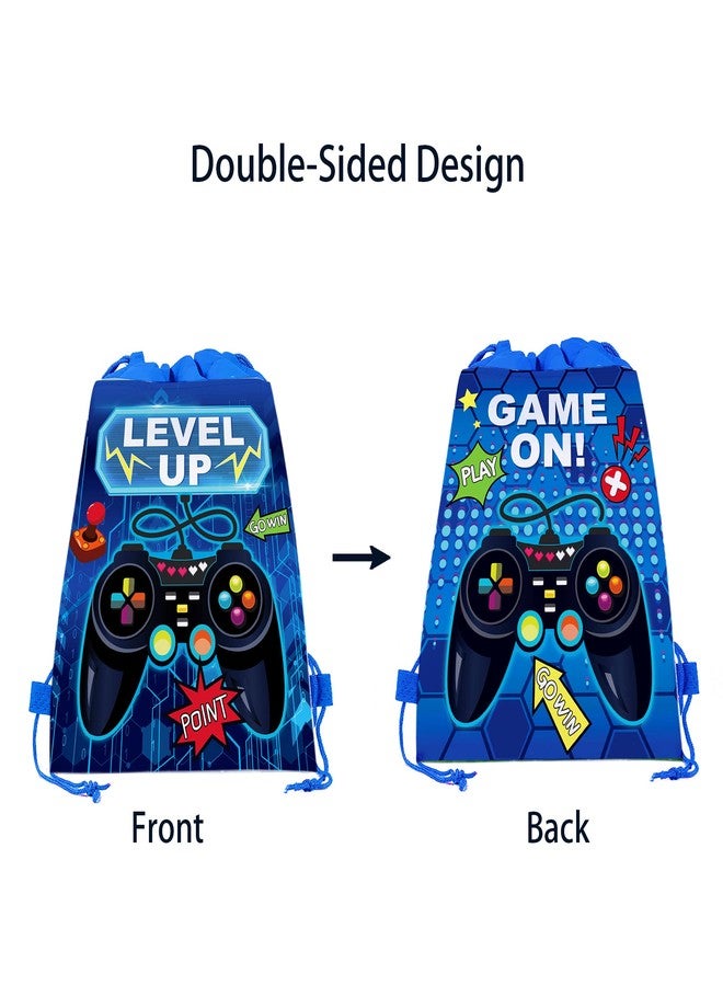 CC HOME 12Pcs Game On Drawstring Party Bags, Gamepad Pixels My World Gift Candy Treat Bags, Game Theme Party Favor Bags for Baby Shower Kids Girls Boys Birthday Party Decorations 10.6 x 13.4 inch - Image 2