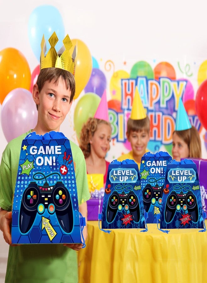 CC HOME 12Pcs Game On Drawstring Party Bags, Gamepad Pixels My World Gift Candy Treat Bags, Game Theme Party Favor Bags for Baby Shower Kids Girls Boys Birthday Party Decorations 10.6 x 13.4 inch - Image 5