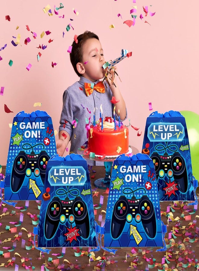 CC HOME 12Pcs Game On Drawstring Party Bags, Gamepad Pixels My World Gift Candy Treat Bags, Game Theme Party Favor Bags for Baby Shower Kids Girls Boys Birthday Party Decorations 10.6 x 13.4 inch - Image 4