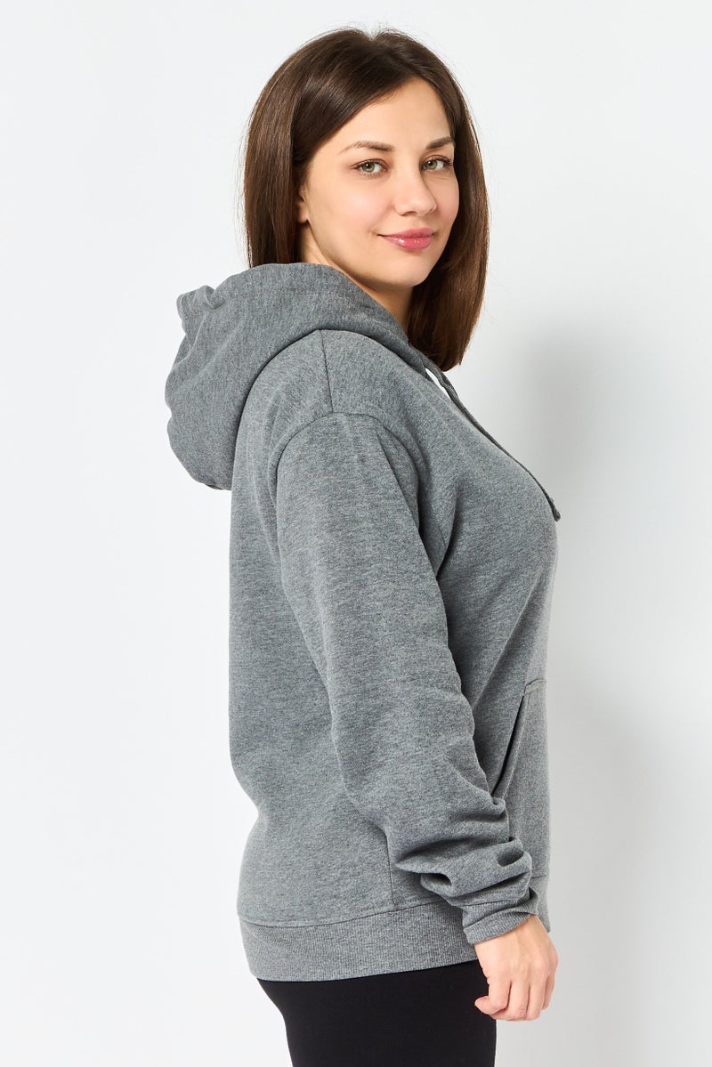 Hurley هودي رياضي نسائي بأكمام طويلة مناسب في الهواء الطلق، رمادي - Image 3