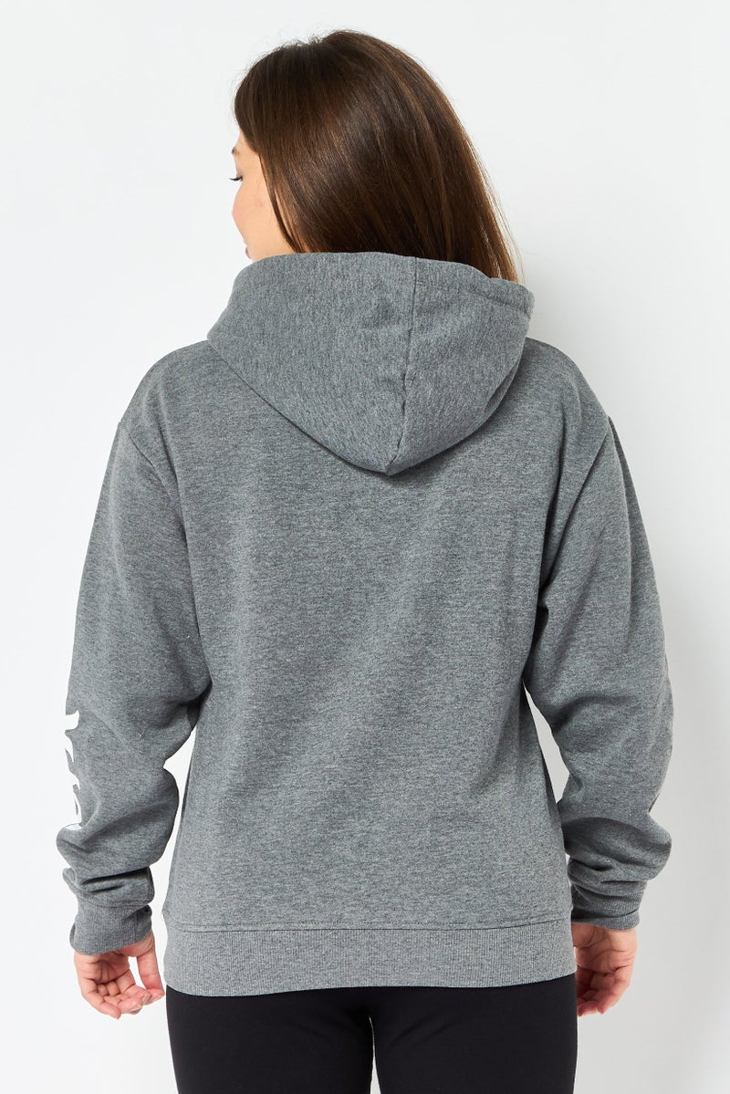 Hurley هودي رياضي نسائي بأكمام طويلة مناسب في الهواء الطلق، رمادي - Image 4