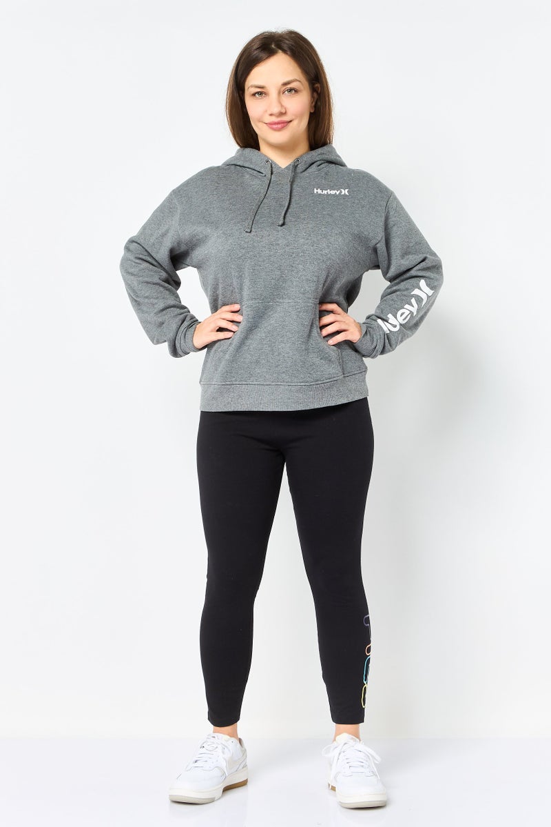 Hurley هودي رياضي نسائي بأكمام طويلة مناسب في الهواء الطلق، رمادي - Image 2