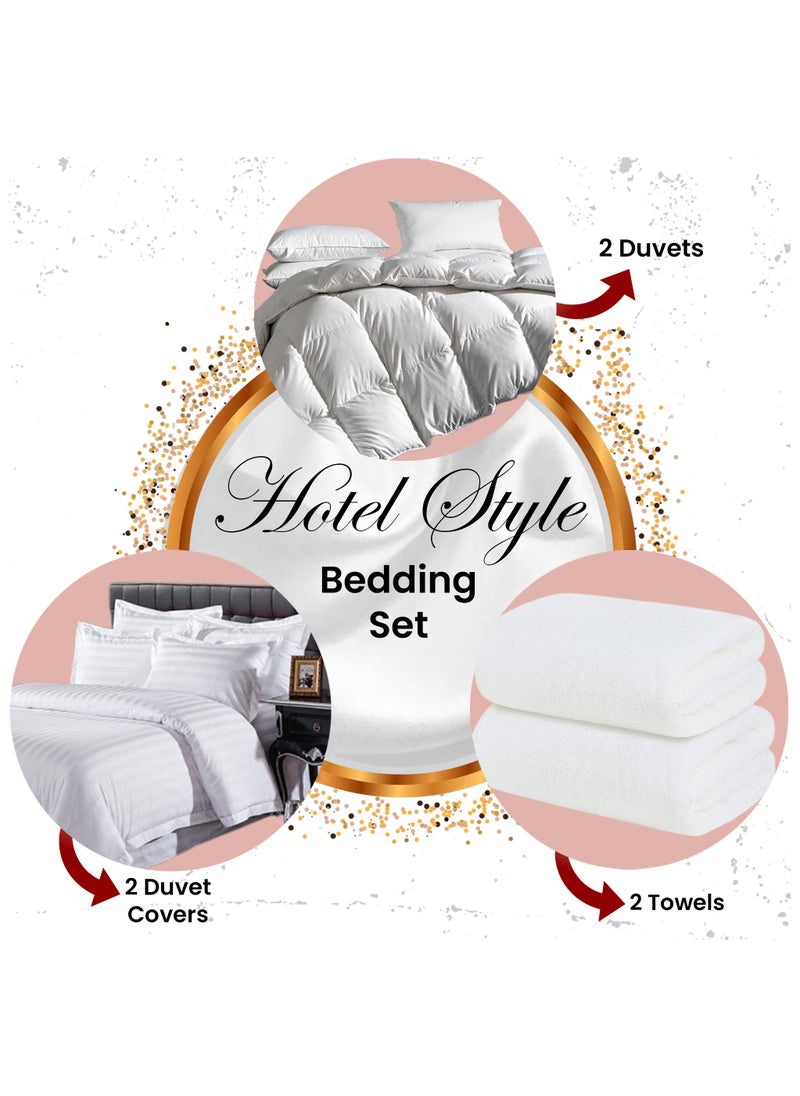 Asraar - Hotel Style Bedding 6-Piece Set – Includes 2 Premium Duvets 160 x 320cm for Unmatched Comfort, 2 Elegant Duvet Covers 160 x 320cm for a Refined Look, and 2 Absorbent Towels 50 x 80cm 250g for Everyday Use – Luxurious and Durable Bedding Essentials - Image 1