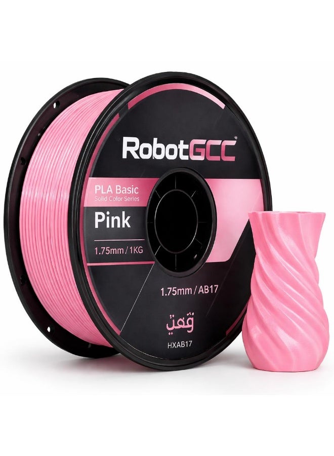 robotgcc PLA Basic Pink 1.75mm 3D Printing Material 1KG Spool for FDM 3D Printer, Smooth Extrusion Stable Diameter ±0.02mm Low Warping Strong Layer Adhesion Easy Print PLA for Decorative Models Figurines DIY Projects Educational Prototyping High Precision Consistent Filament - Image 1