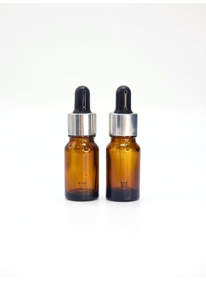 2pcs, Amber Glass Dropper Bottles 5ml – Refillable Essential Oil & Serum Container