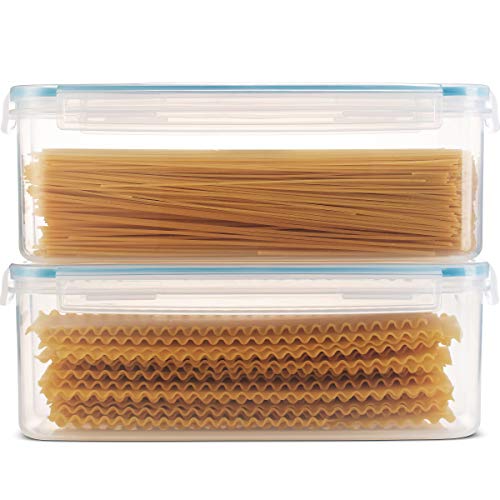 Komax Biokips Pasta Storage Containers w/Locking Lids (Set of 2) Airtight Food Storage Containers for Pantry - Pasta Containers for Organizing Pantry - Dishwasher Safe Canister Set (11.5 x 3.5 x 4.3) - Image 3