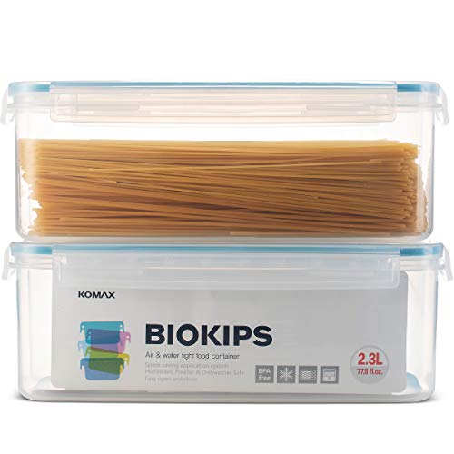 Komax Biokips Pasta Storage Containers w/Locking Lids (Set of 2) Airtight Food Storage Containers for Pantry - Pasta Containers for Organizing Pantry - Dishwasher Safe Canister Set (11.5 x 3.5 x 4.3) - Image 2