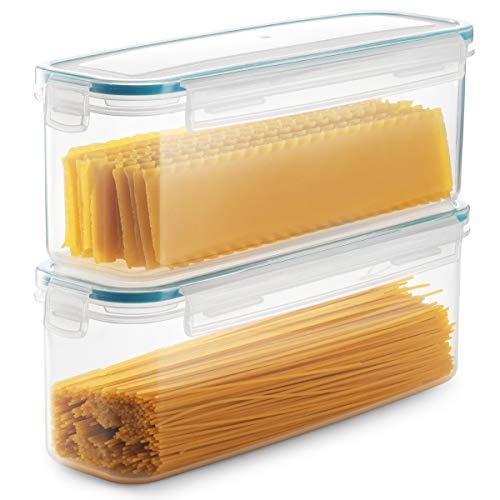 Komax Biokips Pasta Storage Containers w/Locking Lids (Set of 2) Airtight Food Storage Containers for Pantry - Pasta Containers for Organizing Pantry - Dishwasher Safe Canister Set (11.5 x 3.5 x 4.3) - Image 1