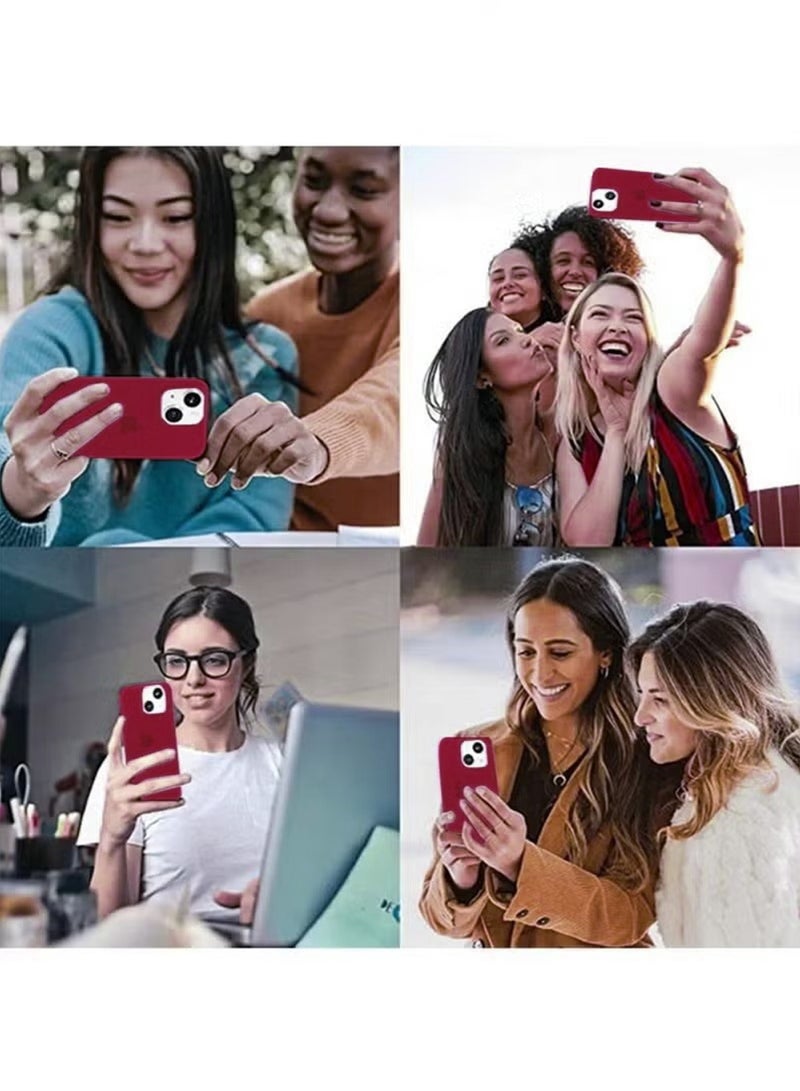 Liquid Silicone Case Protector Compatible with iPhone 14 (6.1 inch), Silky-Soft Touch Full Body Protection Shockproof Cover Case with Soft Microfiber Lining - Red - Image 5