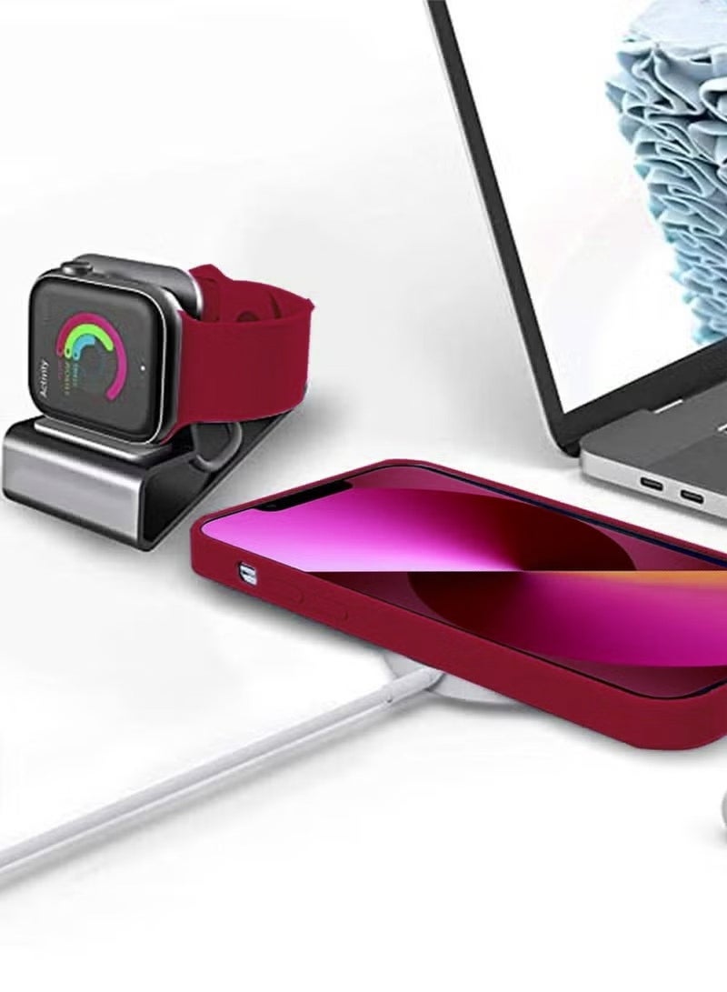 Liquid Silicone Case Protector Compatible with iPhone 14 (6.1 inch), Silky-Soft Touch Full Body Protection Shockproof Cover Case with Soft Microfiber Lining - Red - Image 4