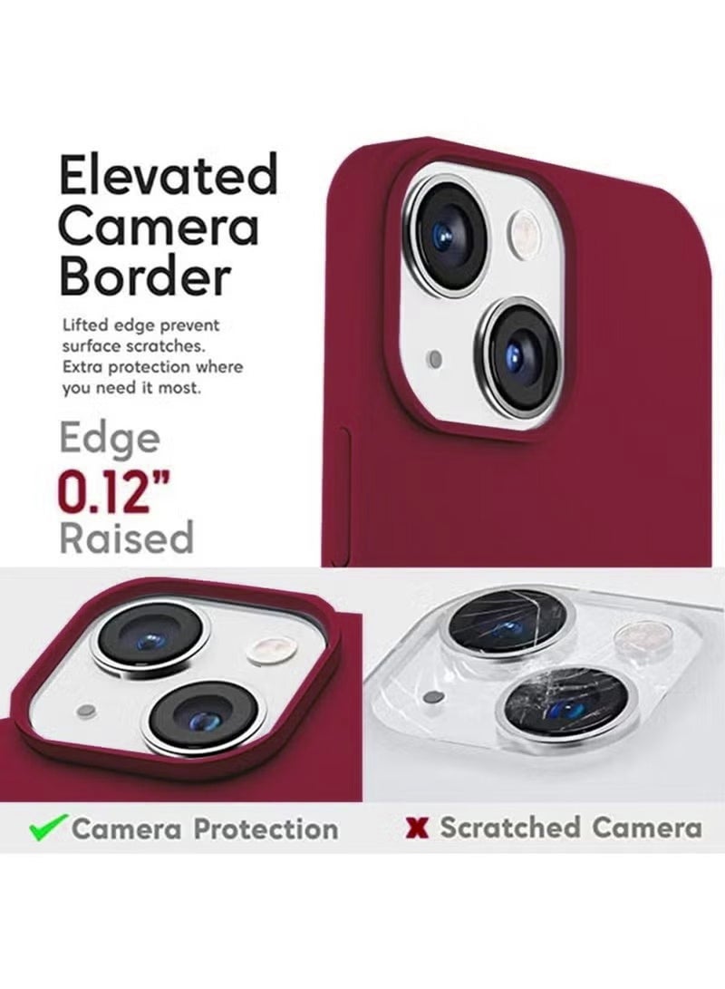 Liquid Silicone Case Protector Compatible with iPhone 14 (6.1 inch), Silky-Soft Touch Full Body Protection Shockproof Cover Case with Soft Microfiber Lining - Red - Image 2