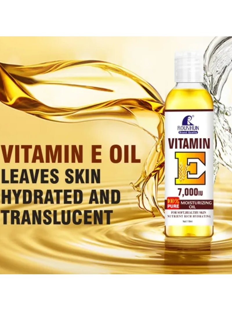ROUSHUN Vitamin E 7000IU Moisturizing Oil 118ml 100% Pure Natural Antioxidant & Soothing Vitamin E Oils for Face Body Skin and Nails Natural Pure Hydrating Oil Repair Dry Damaged Skin Smooth Even Skin Tone  - Image 4