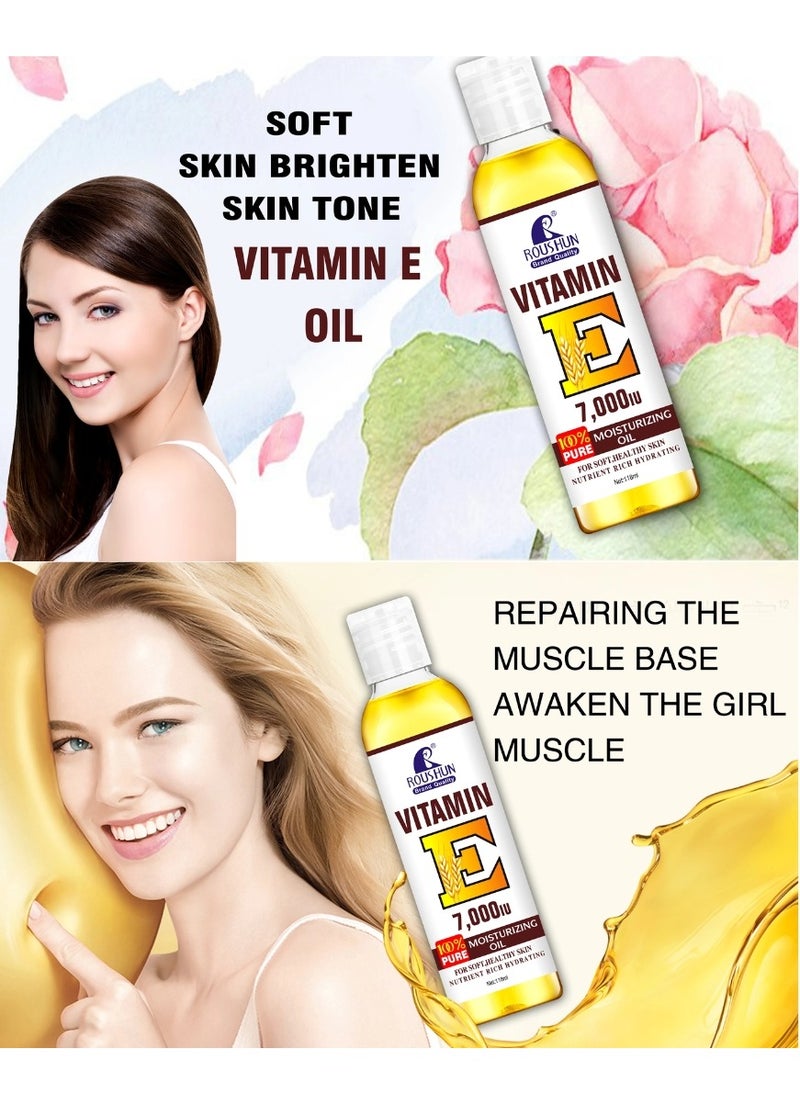 ROUSHUN Vitamin E 7000IU Moisturizing Oil 118ml 100% Pure Natural Antioxidant & Soothing Vitamin E Oils for Face Body Skin and Nails Natural Pure Hydrating Oil Repair Dry Damaged Skin Smooth Even Skin Tone  - Image 3