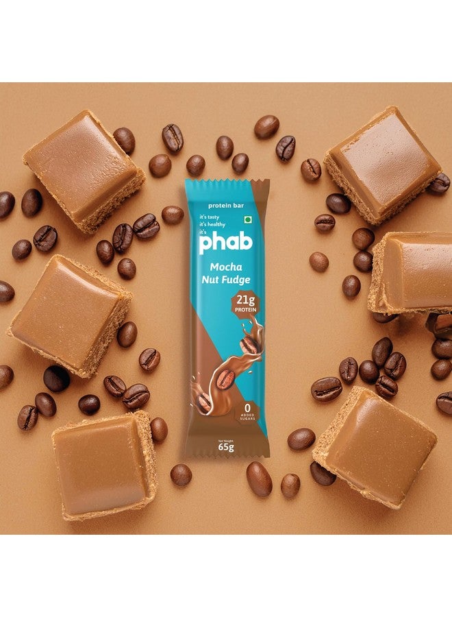 Phab Mocha Nut Fudge Protein Bar with 21g Protein, 8g High Fibre & 0 Added Sugar 100% Vegetarian | Diabetic Friendly Healthy & Tasty Protein bars | Trans Fat-Free & No Preservatives Protein bars (Pack of 12 x 65g) - Image 4
