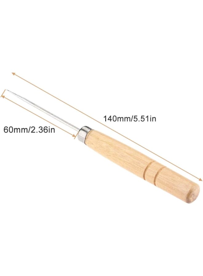 5 s Sewing Awls, Leather Sewing Needle with Wood Handle, Pinpoint Stitching Sewing Awl Repair Tool for DIY Handmade Cloth Leather Shoe  - Image 2
