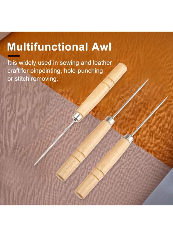 5 s Sewing Awls, Leather Sewing Needle with Wood Handle, Pinpoint Stitching Sewing Awl Repair Tool for DIY Handmade Cloth Leather Shoe  - Image 3