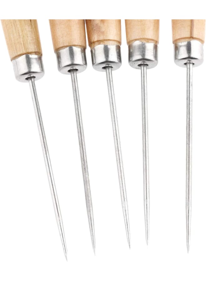 5 s Sewing Awls, Leather Sewing Needle with Wood Handle, Pinpoint Stitching Sewing Awl Repair Tool for DIY Handmade Cloth Leather Shoe  - Image 5
