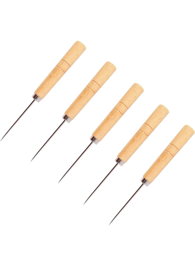 5 s Sewing Awls, Leather Sewing Needle with Wood Handle, Pinpoint Stitching Sewing Awl Repair Tool for DIY Handmade Cloth Leather Shoe  - Image 1
