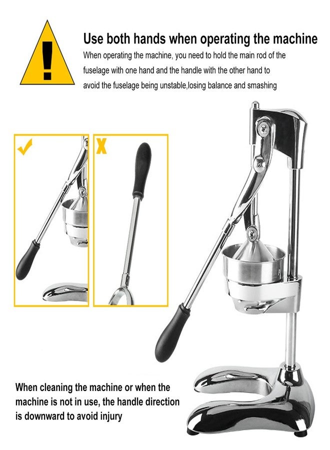 Asixxsix Commercial Grade Manual Hand Press Fruit Squeezer, Heavy Duty Stainless Steel Citrus Lemon Orange Juicer for Home Kitchen Use, Just Pull Down Handle, Stable U Shaped Base - Image 4