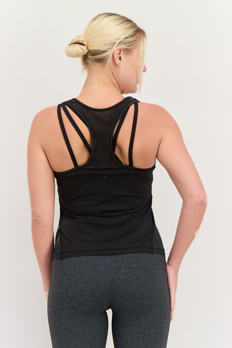 SKECHERS Women Sportswear Fit Sleeveless Training Top, Charcoal  - Image 3