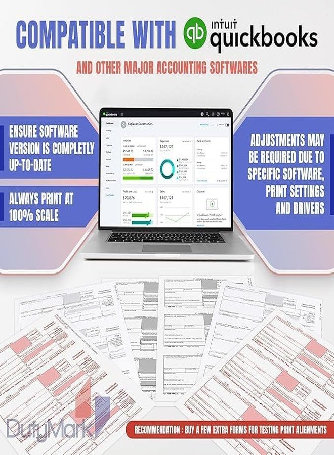 Dutymark 1099-NEC Forms 2020, [25Pack] 5 Part Laser Tax Forms Kit Pack of Federal/State Copy's, 1096's -Great for QuickBooks and Accounting Software, [NO Envelopes] 2020 1099-NEC, 25 Pack - Image 3