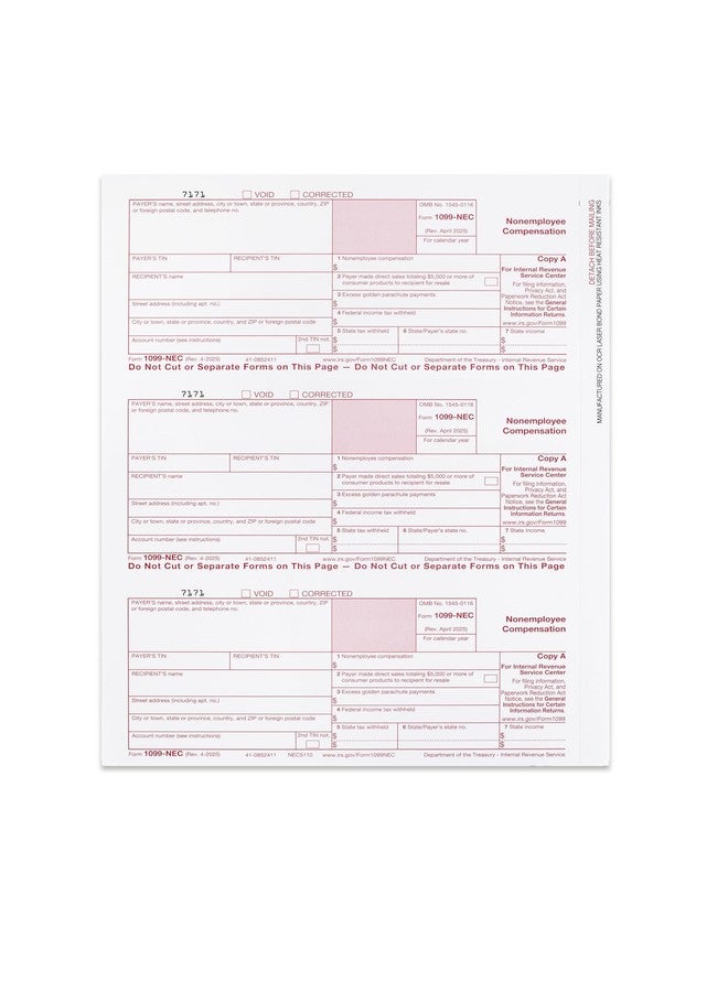 Dutymark 1099-NEC Forms 2020, [25Pack] 5 Part Laser Tax Forms Kit Pack of Federal/State Copy's, 1096's -Great for QuickBooks and Accounting Software, [NO Envelopes] 2020 1099-NEC, 25 Pack - Image 5