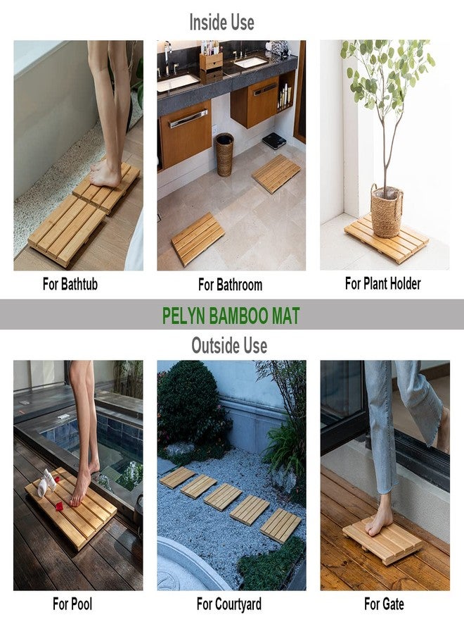 PELYN Small Bamboo Bath Mat - Compact Wooden Shower Floor Mat for Small Bathroom, RV or Tight Spaces, Non-Slip, Quick Dry, Easy to Clean, Indoor Outdoor Use, 15.8" x 10.2" by PELYN - Image 4