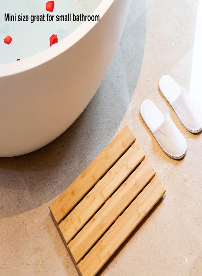PELYN Small Bamboo Bath Mat - Compact Wooden Shower Floor Mat for Small Bathroom, RV or Tight Spaces, Non-Slip, Quick Dry, Easy to Clean, Indoor Outdoor Use, 15.8" x 10.2" by PELYN - Image 3