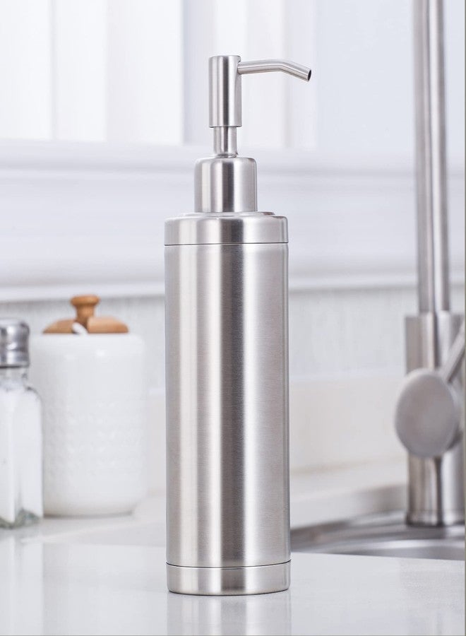Tiilan Countertop Hand Soap Dispenser, Refillable Stainless Steel Soap Pump Bottle for Bathroom & Kitchen, Free Standing - 300ml, Brushed Nickel - Image 2