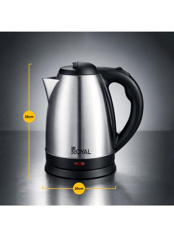 Royal Stainless Steel Electric Kettle 1.8L 1500W | Cordless 360° Base, Auto Shut-Off, Boil-Dry & Overheat Protection | RA-EK1827 Silver 1.8 L 1800 W RA-EK1827 Silver - Image 4