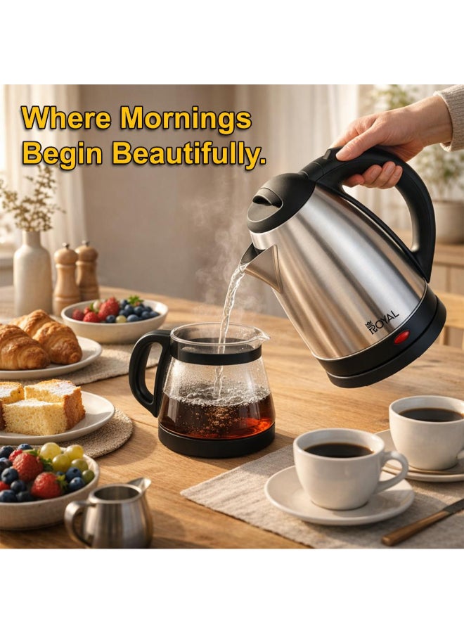 Royal Stainless Steel Electric Kettle 1.8L 1500W | Cordless 360° Base, Auto Shut-Off, Boil-Dry & Overheat Protection | RA-EK1827 Silver 1.8 L 1800 W RA-EK1827 Silver - Image 5