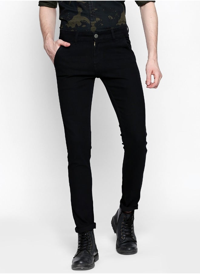 HIGH STAR Men Black Slim Fit Mid-Rise Clean Look Stretchable Jeans  - Image 1
