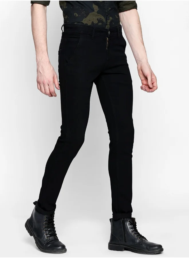 HIGH STAR Men Black Slim Fit Mid-Rise Clean Look Stretchable Jeans