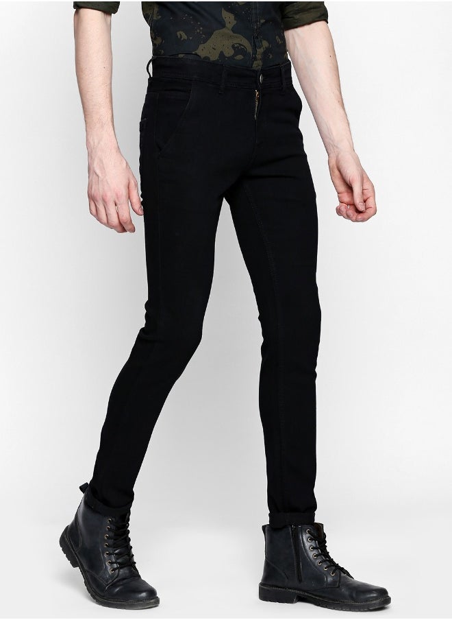 HIGH STAR Men Black Slim Fit Mid-Rise Clean Look Stretchable Jeans  - Image 2