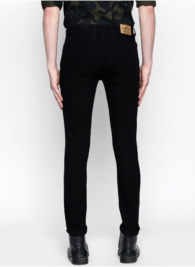 HIGH STAR Men Black Slim Fit Mid-Rise Clean Look Stretchable Jeans  - Image 4