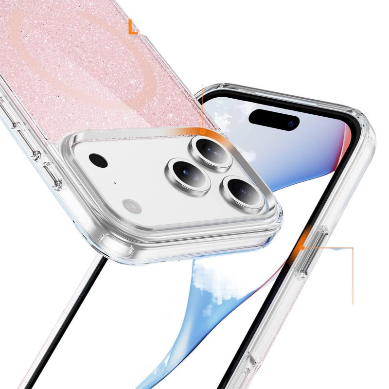 MagSafe iPhone 11 Pro Max Drop Protection PC Case with Glitter and Transparent in Pink for School Days - Image 5