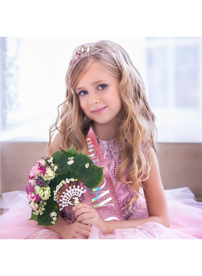 SuPoo Tiaras for Girls Pink Birthday Crown Birthday Girl Sash Princess Crown Birthday Girl Headband Crystal Birthday Tiara Crown for Girls Rhinestone Happy Birthday Accessories Gift - Image 3