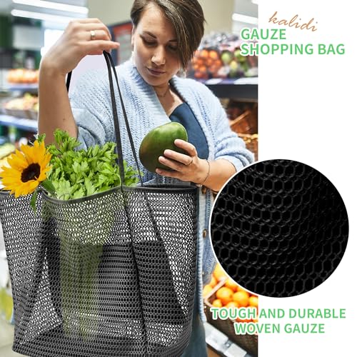 KALIDI Reusable Grocery bag, 2 Packs Large Tote Bag 15"X15" Durable Mesh Foldable Daily Utility Shopping Laundry BAG - Image 2