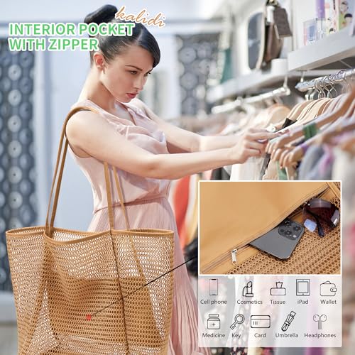 KALIDI Reusable Grocery bag, 2 Packs Large Tote Bag 15"X15" Durable Mesh Foldable Daily Utility Shopping Laundry BAG - Image 3