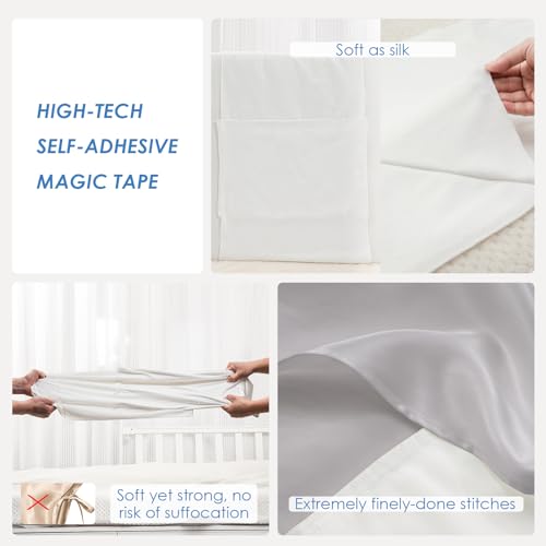 PROMEED Baby Silk Bassinet Sleeve, 23 Momme Pure Silk Cot Semi Sheet, Adjustable for All Standard Bassinet/Cradle/Cot/Crib Mattress (Light Grey) - Image 4