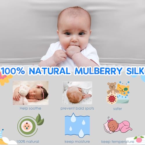 PROMEED Baby Silk Bassinet Sleeve, 23 Momme Pure Silk Cot Semi Sheet, Adjustable for All Standard Bassinet/Cradle/Cot/Crib Mattress (Light Grey) - Image 2