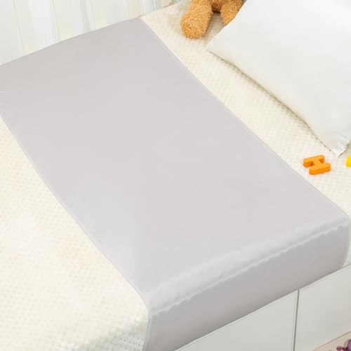 PROMEED Baby Silk Bassinet Sleeve, 23 Momme Pure Silk Cot Semi Sheet, Adjustable for All Standard Bassinet/Cradle/Cot/Crib Mattress (Light Grey) - Image 1