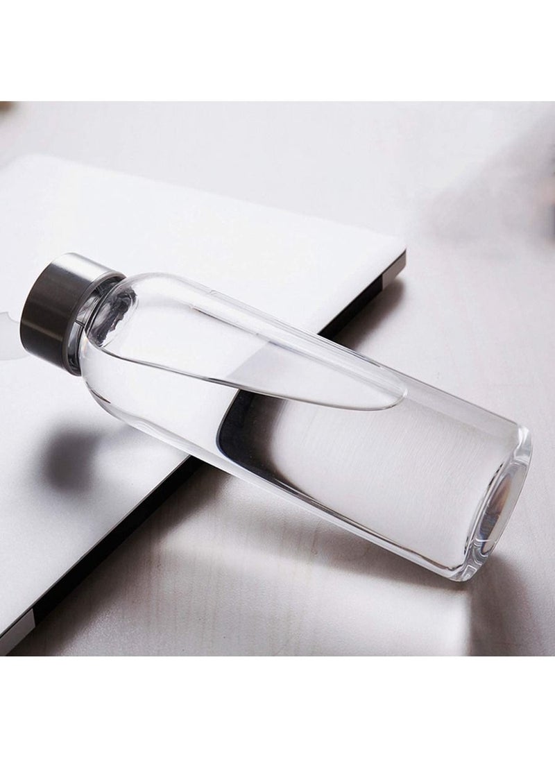 QUESERA زجاجات مياه زجاجية، زجاجات مشروبات زجاجية 16 أونصة، زجاجات شرب مع غطاء من الفولاذ المقاوم للصدأ مانع للتسرب 500 مل، زجاجات عصير قابلة لإعادة الاستخدام، زجاجيات مشروبات، زجاجات سفر للشراب، صلصة 8 عبوات - Image 4